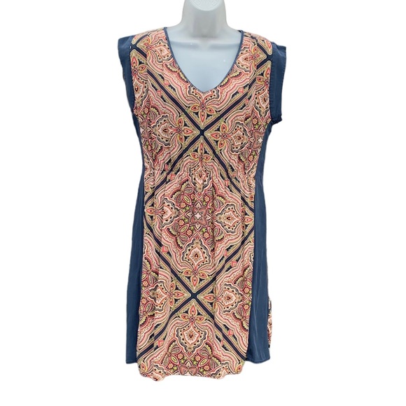 KOOKAI Blue Floral Silk Drop Shoulder V Neck Sheath Dress 42 / US 10‎ - Picture 2 of 12